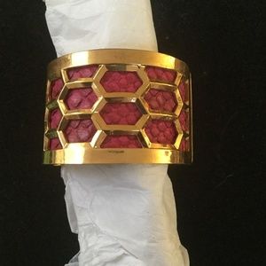 Kara Ross fuschia snakeskin patterned bracelet
